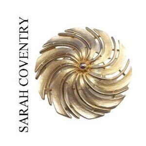 Sarah Coventry Windmill Slotted Round Bead Pin Brooch Gold Tone